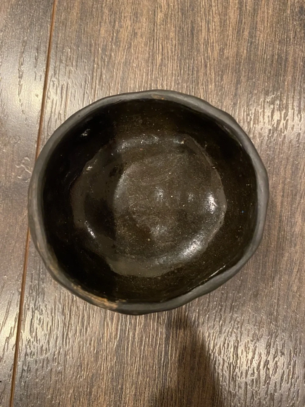 Handmade Matte Black Ceramic Bowl with Textured Dots - Picture 2 of 4